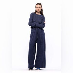 Toit Volant Pants Wide Leg Blue Spackle White Soft Comfy Casual String Women XL